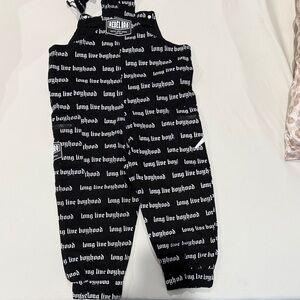 Black 'Long Live Boyhood' Graphic Overalls for Kids